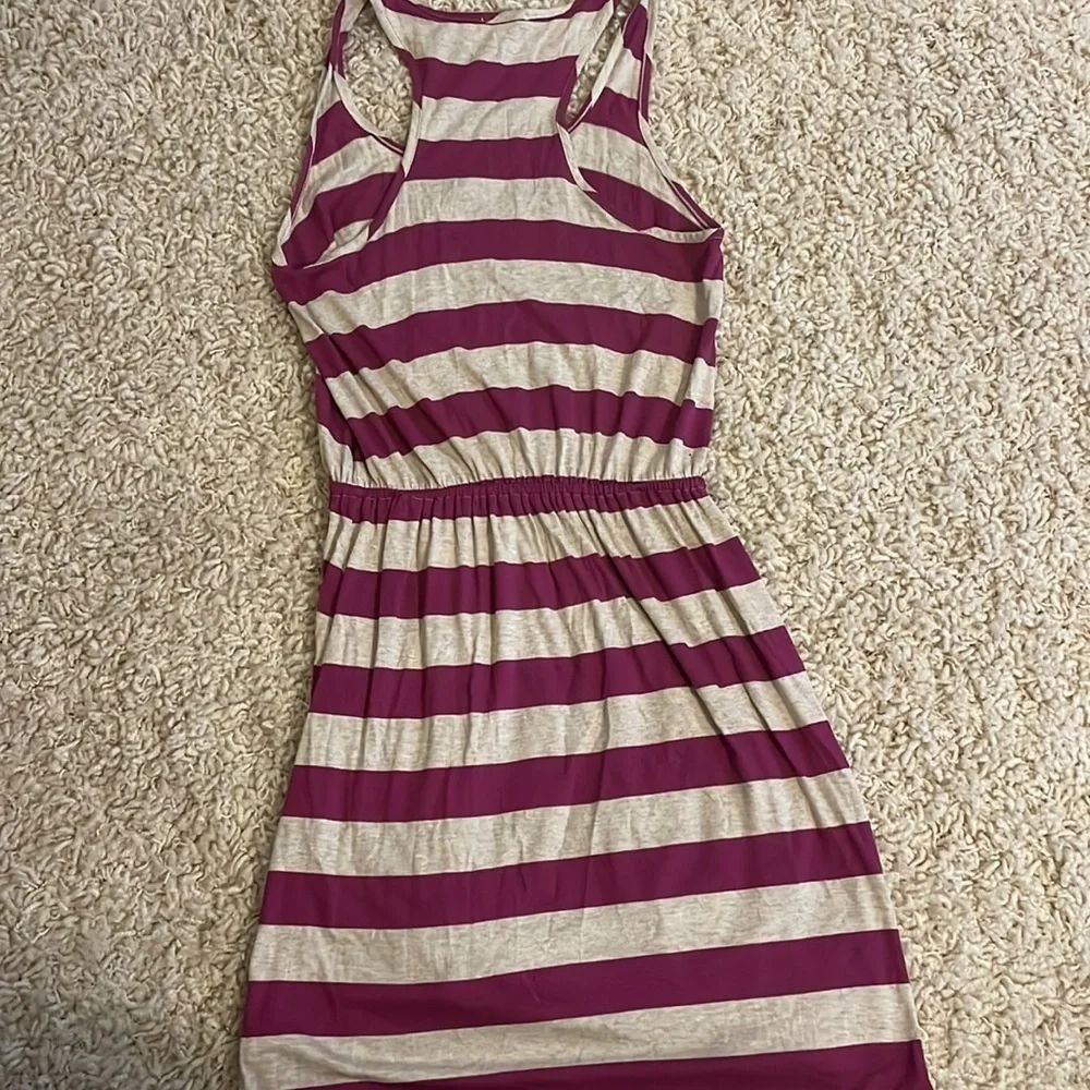 Splendid Maroon & Cream Stripe Racerback Sleeveless Short Dress Size Small